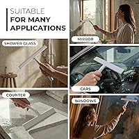 Vista 6 de GÜTEWERK Escobilla de ducha para puertas de vidrio, escobilla de silicona para ventanas, baño y limpieza de vidrio, color blanco, 9 pulgadas