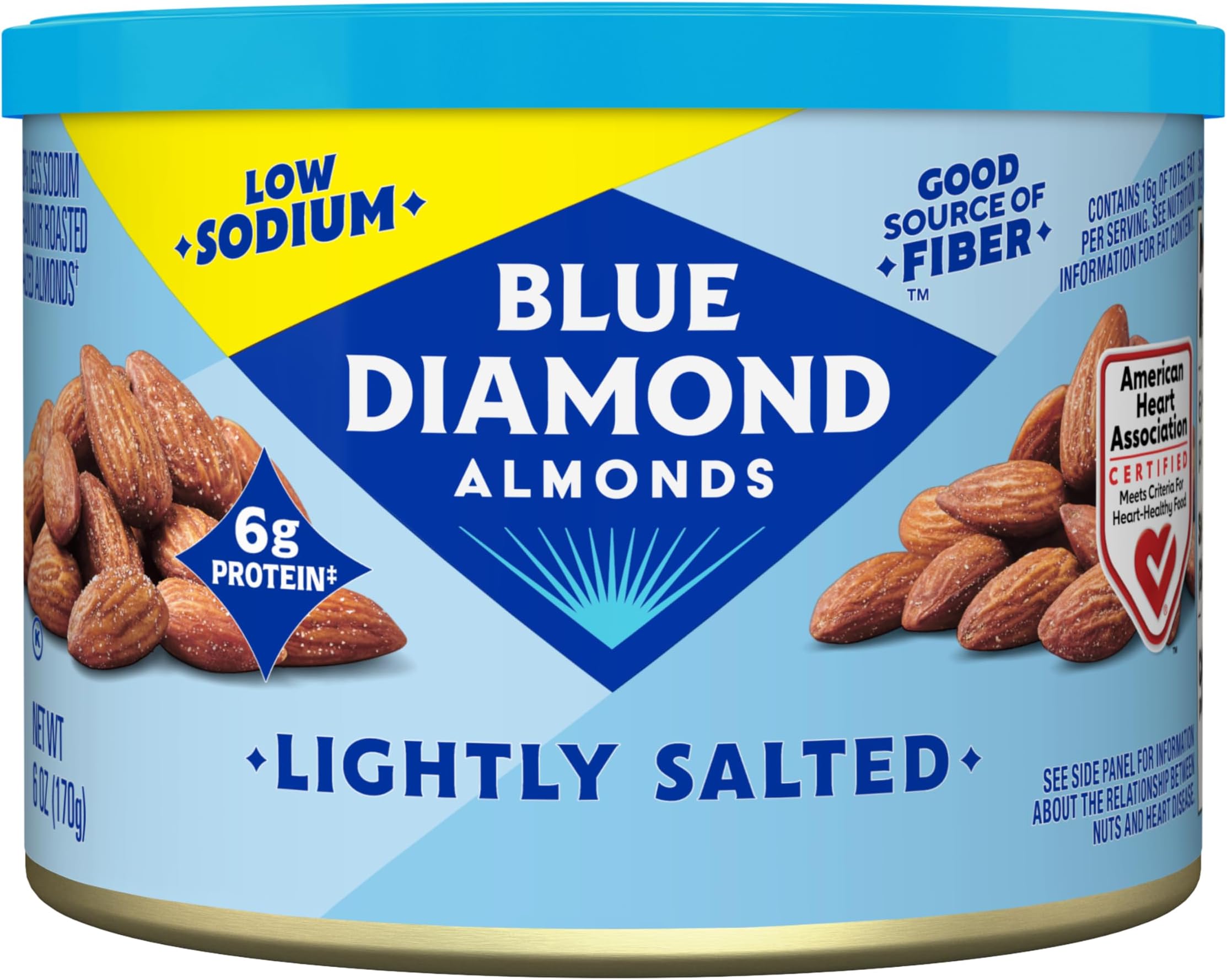 Blue Diamond Almonds, Lightly Salted, Low Sodium, 6 Ounce