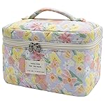 1pc Large Makeup Bag, Cute Cosmetic Bag for Women Girls, Floral Coquette Aesthetic Toiletry Bag, Travel Make Up Organizer Bag (Large Flower)