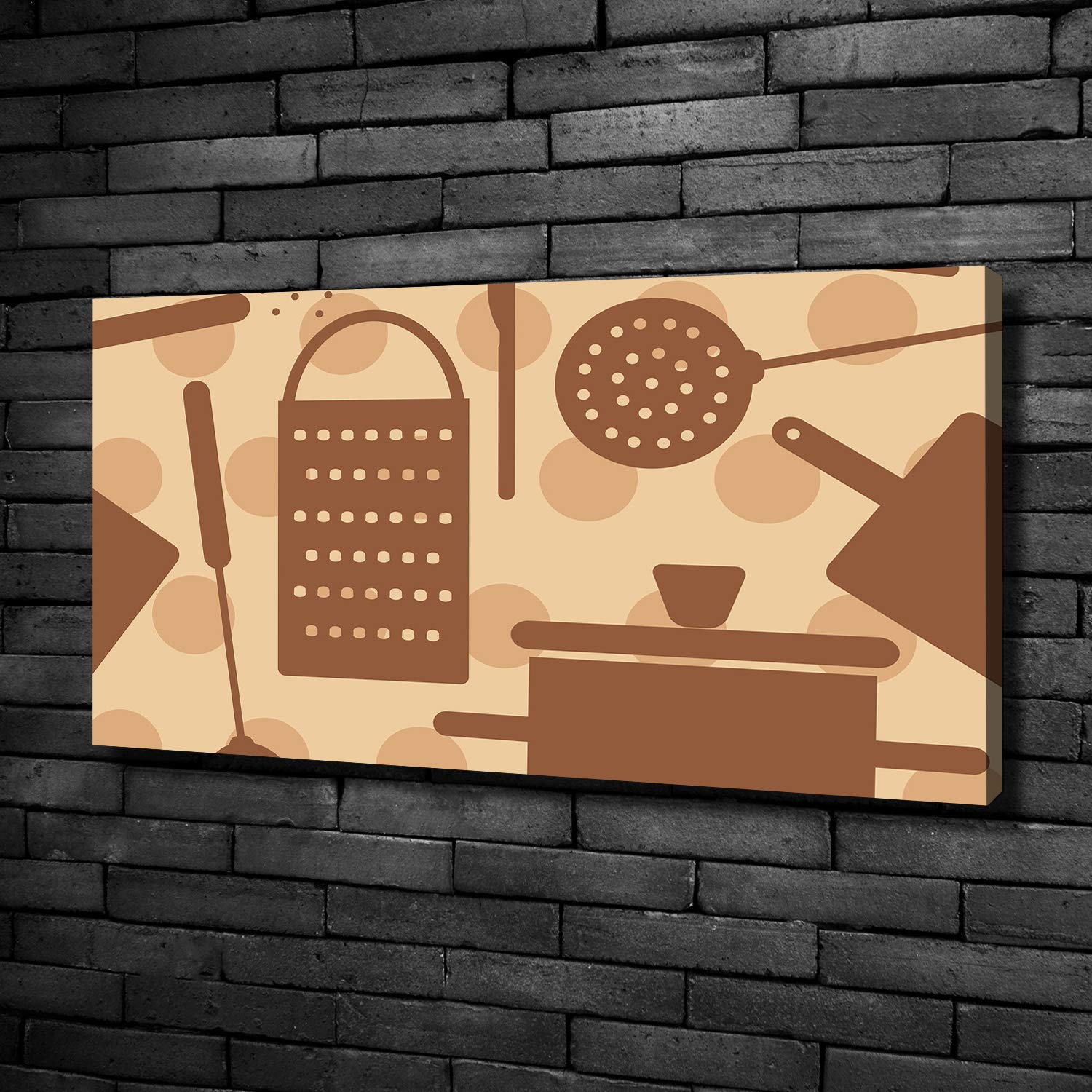 Tulup Tirages sur toile - art mural - tirages sur toile - thème d'image - 100x50 cm - Nourriture et boissons - Brun - Ustensiles De Cuisine