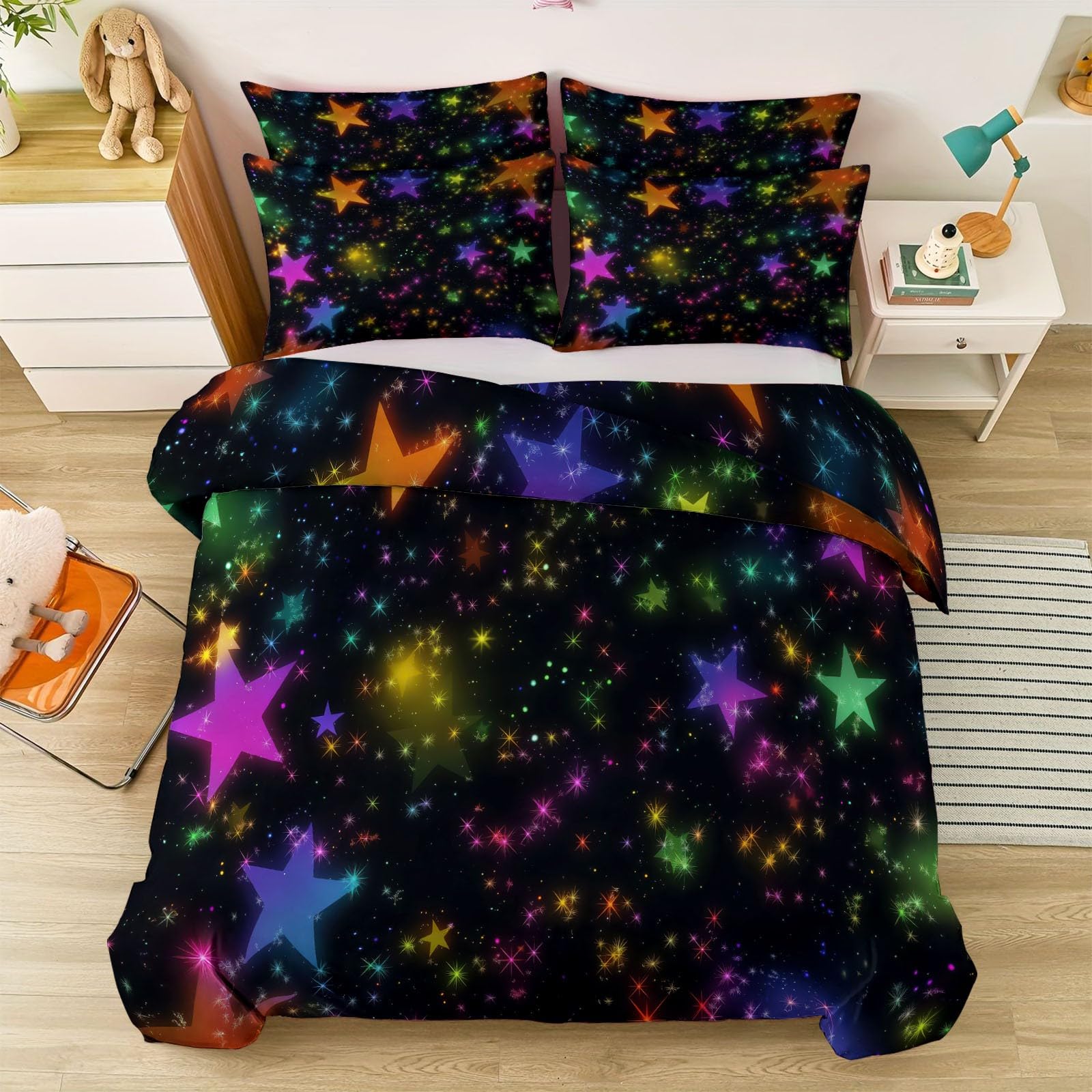 Housse de couette 180 x 200 cm Rêveur microfibre au design aurores boréales