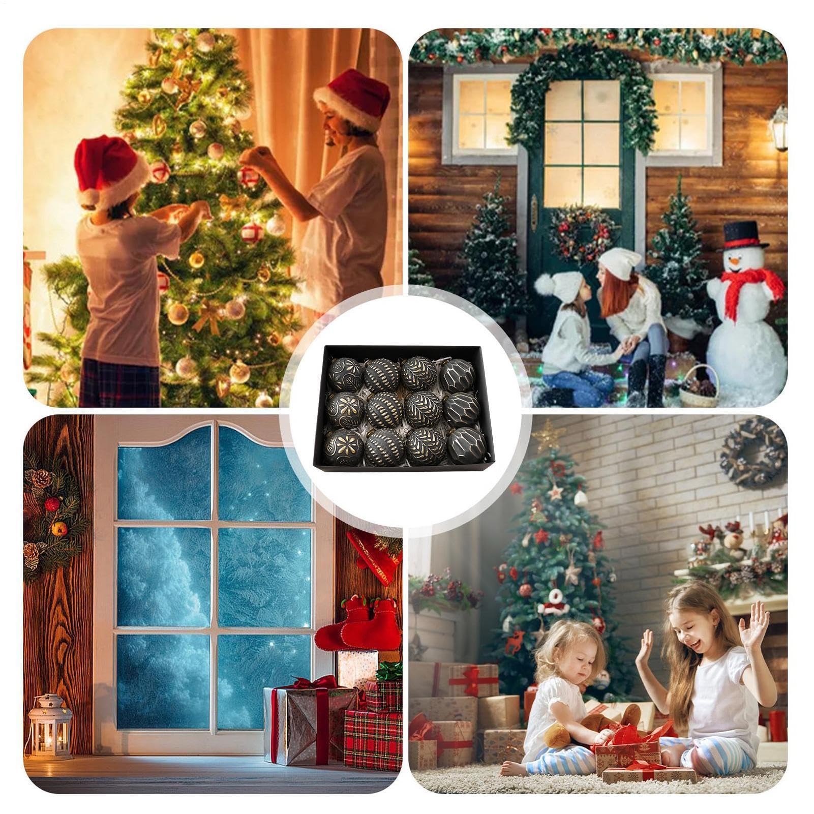 Bolas de Navidad Pack De 12 Piezas Colgante Vintage para Colgar