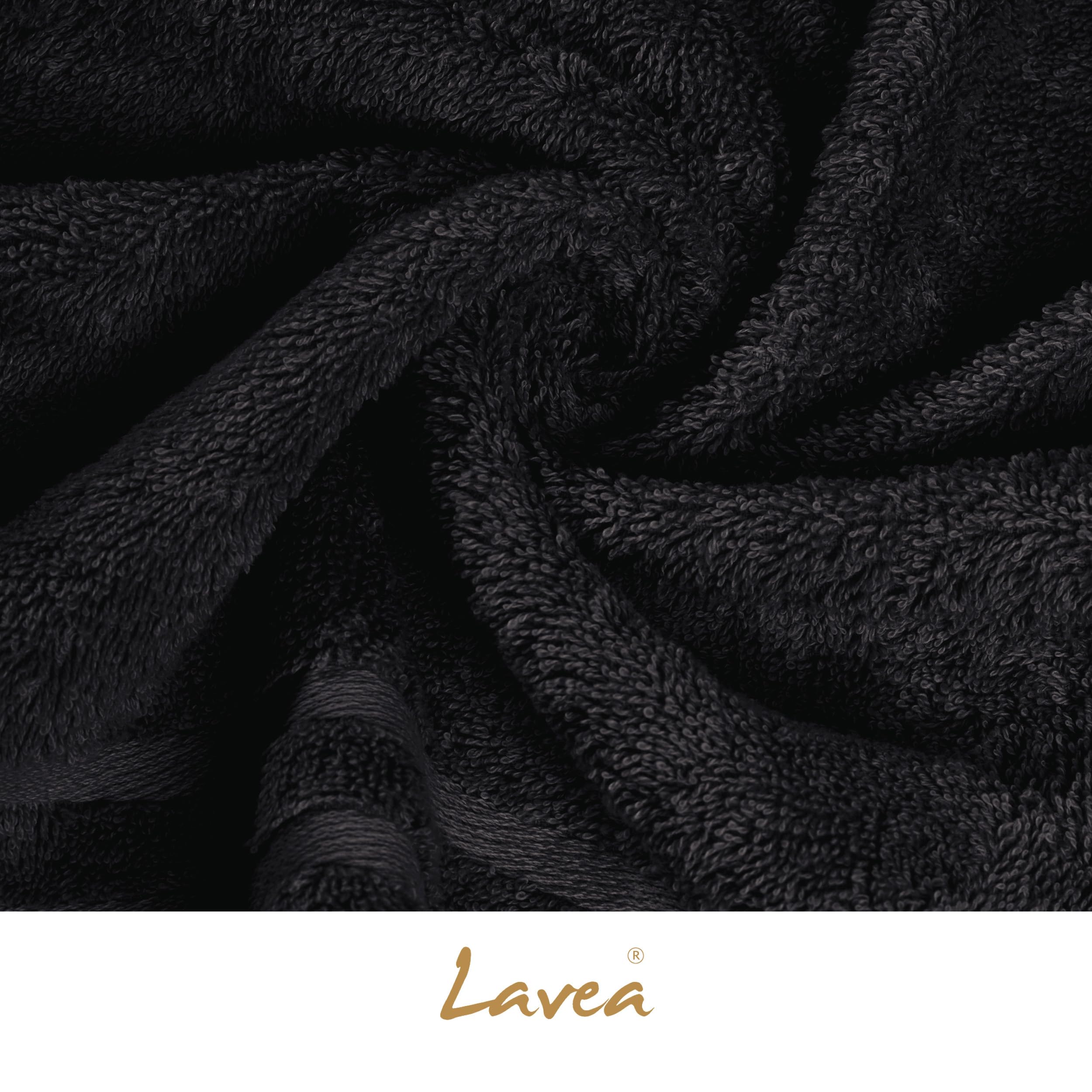 Lavea® Juego de 2 Toallas de Baño 80x200 cm en Rizo 100% Algodón – Suaves y Absorbentes – Toallas de Baño Grandes y Toallas de Ducha Ideales para Hogar, SPA o Gimnasio – Blanco y Negro