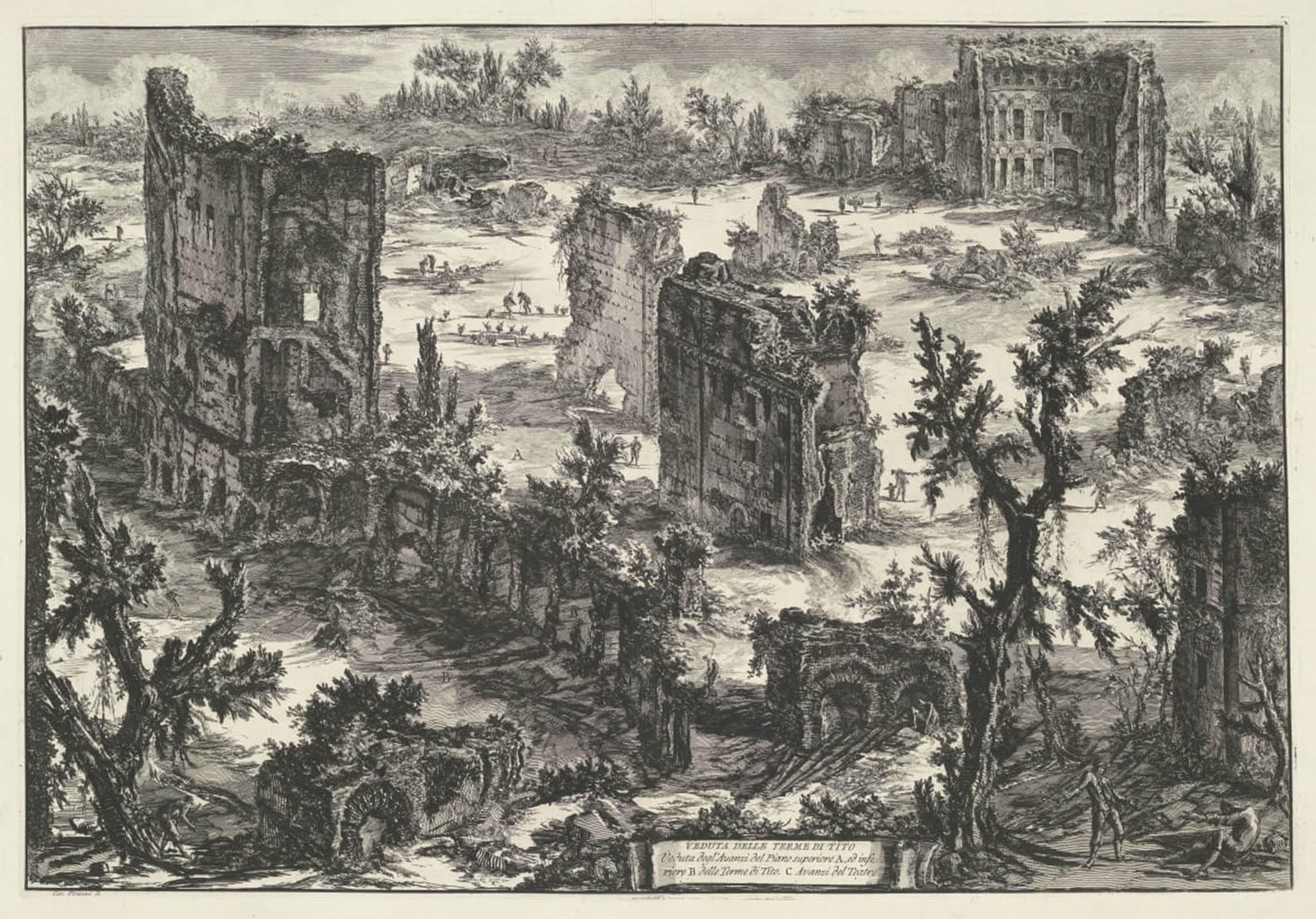 POSTERIIk Famous Print Pop Art Wall Art Graffiti View of the Baths of Titus by Battista Piranesi Art Prints for Home Decor 60x90cm