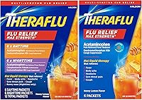 Vista 1 de Theraflu Max Strength Daytime & Nighttime Flu Symptom Relief Honey Lemon Flavor Powder & Daytime Flu Symptom Relief Honey Lemon Powder, 6 Daytime +