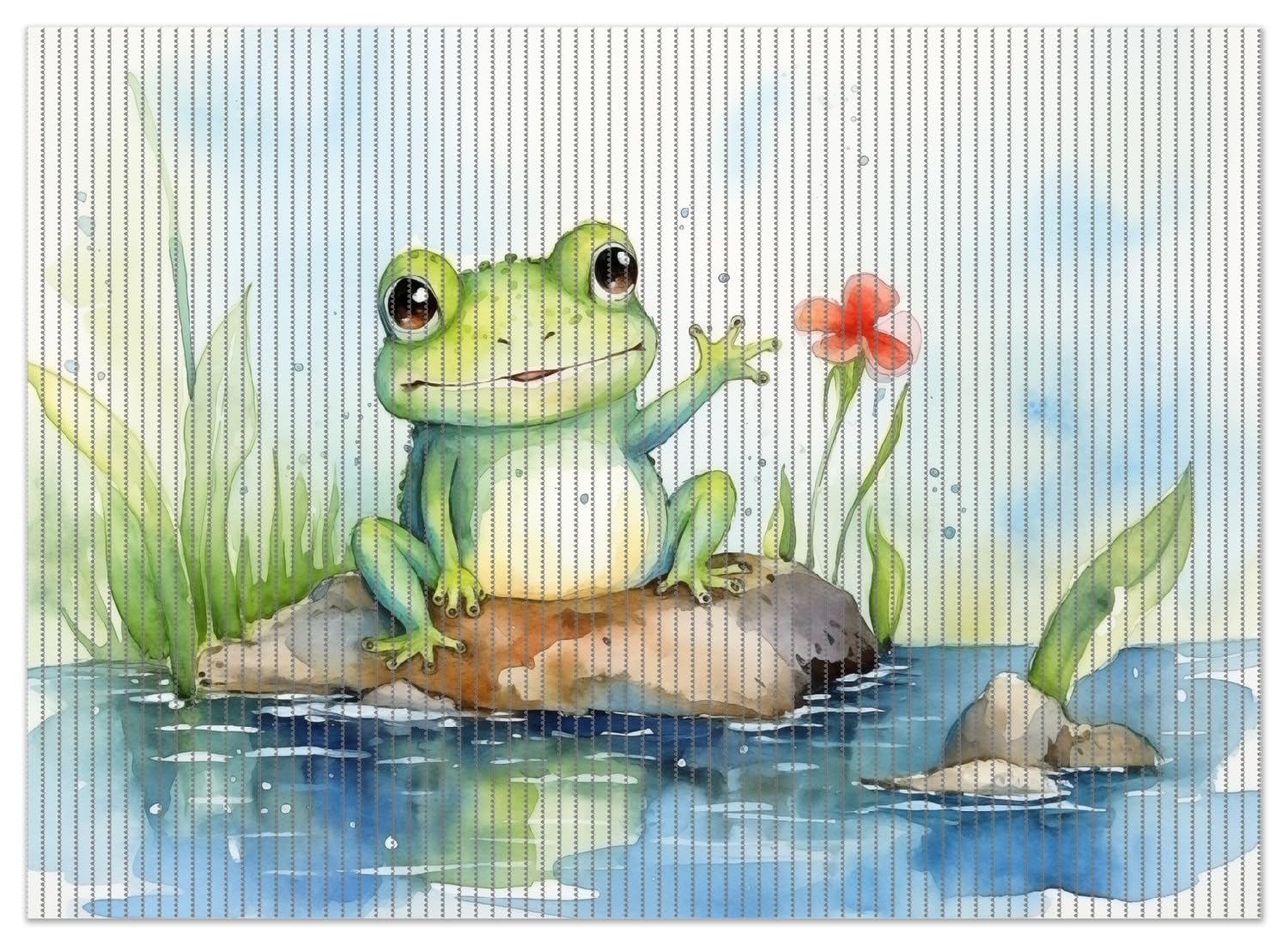 Wallario Duschmatte Antirutschmatte Badmatte Fußmatte Frosch in Aquarell, Größe ca. 90 x 65 cm