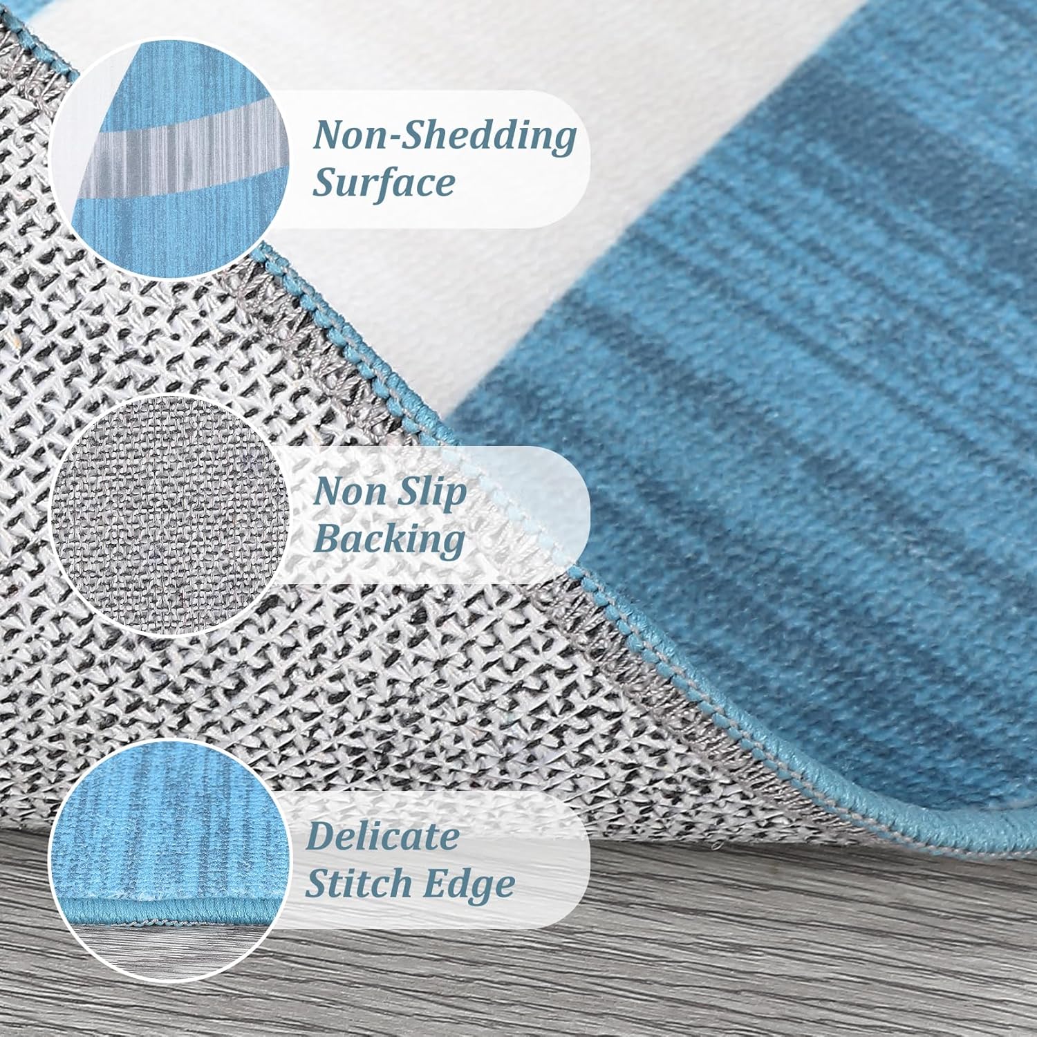 Modern Runner Rug 2x6 Washable Hallway Runner Abstract Rug Blue Circle Design Runner Rug Geometric Runner Non-Slip Non-Shedding Kitchen Mat Foldable Entry Throw Area Rug for Living Room