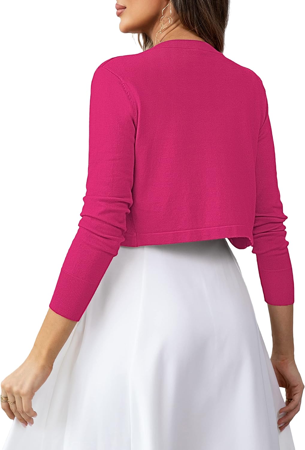 U.Vomade Women's Cropped Cardigan Bolero Shrug Open Front Sweater Long Sleeve S-XL - Image 6