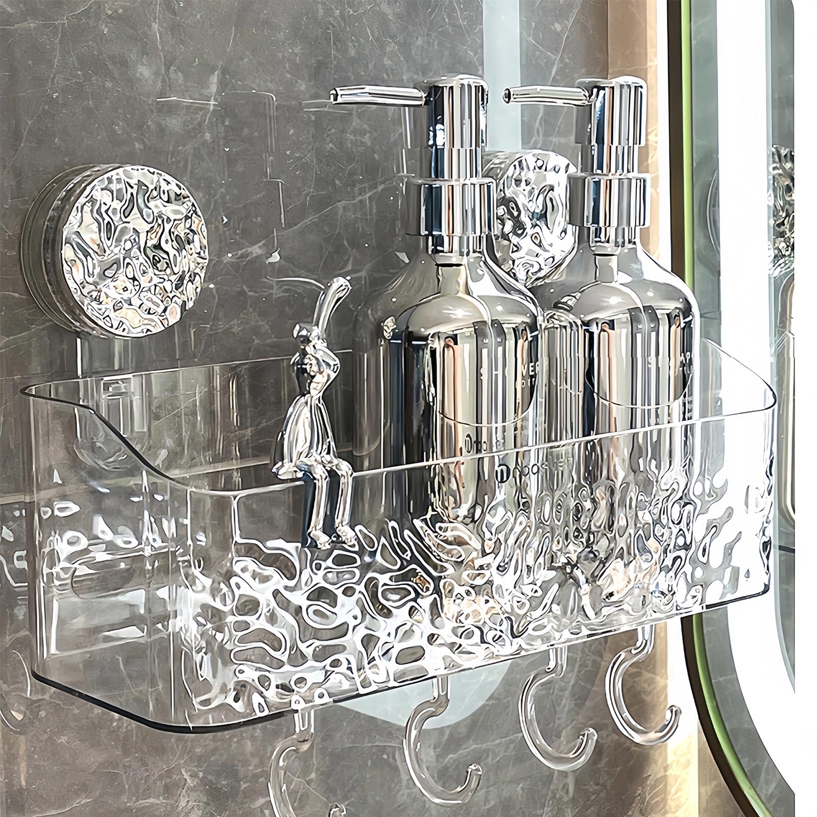 AYWSTC Shower Caddy Suction Cup Wall Mounted Rack Organizer Removable Bathroom Shelf No Drilling Larger Storage Rack Upgraded