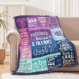 Absacie Lunch Lady Gifts for Women, Appreciation Blanket for School Cafeteria Worker, Soft Throws for Couch Bed 60"x 50"