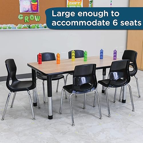 Miniatura 4 de Angeles AB6554PB - Mesa escolar As We Grow de 30 x 60 pulgadas altura ajustable de 16 a 22 pulgadas de alto gris y azul guardería para niños