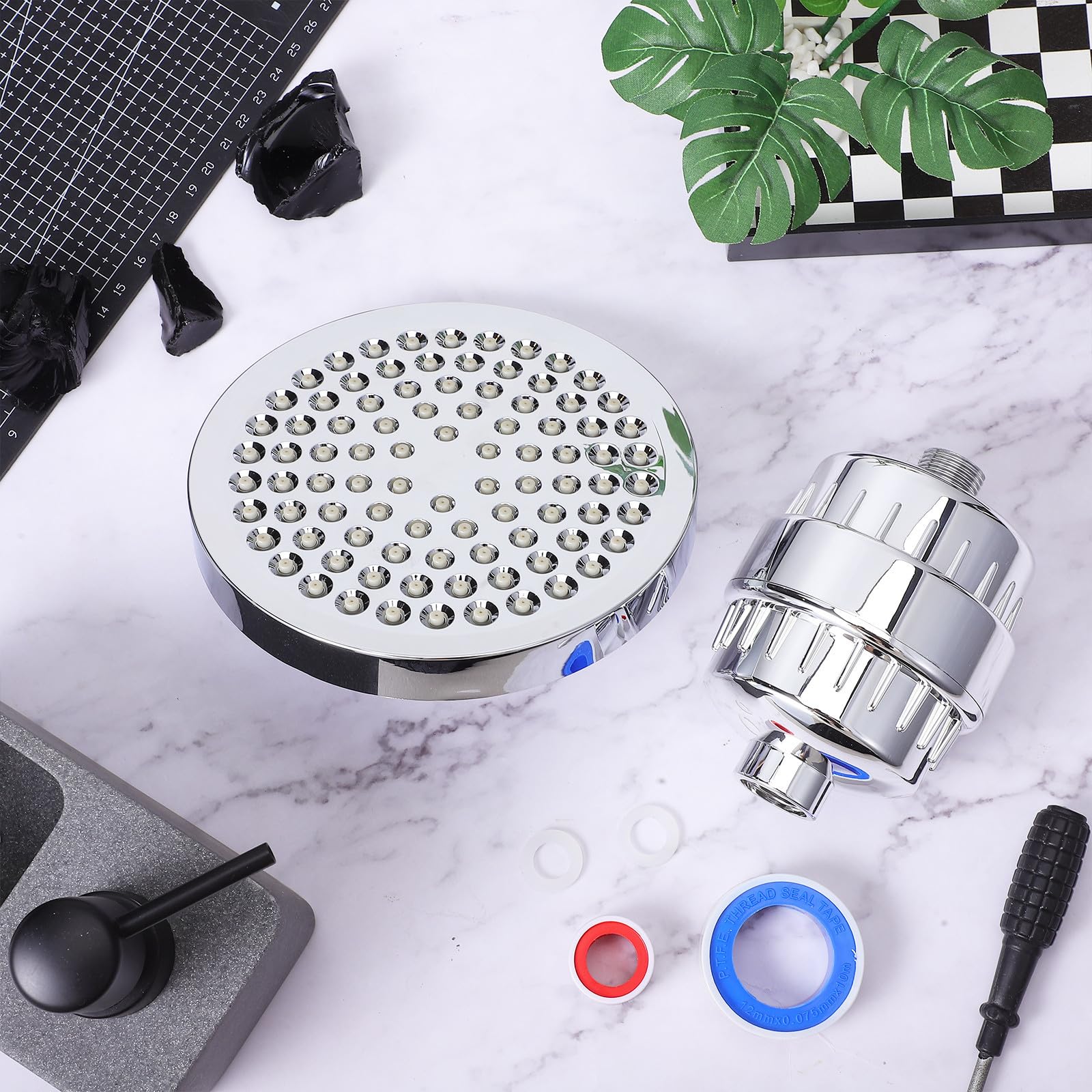Filtro de Ducha 15 Etapas de Filtración y Cabezal Giratorio, Sistema Eléctrico para Purificar Agua Dura en Ducha y Uso Doméstico
