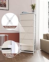 Vista 8 de Crestlive Products Cajonera alta para armario, torre de almacenamiento vertical - Estructura de acero resistente, parte superior de madera, cajones