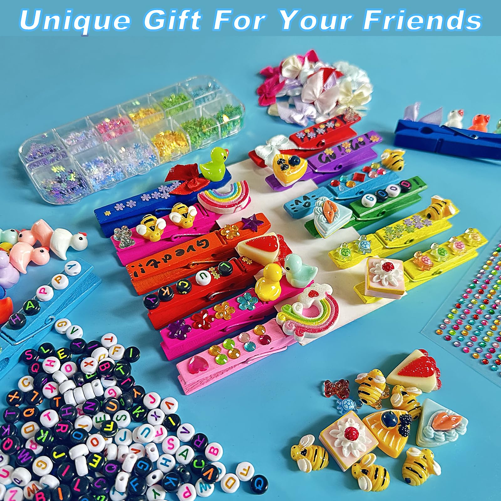 80Pcs Cheer Pins Spirit Clips Set, Clothes Wooden Cheer Pin