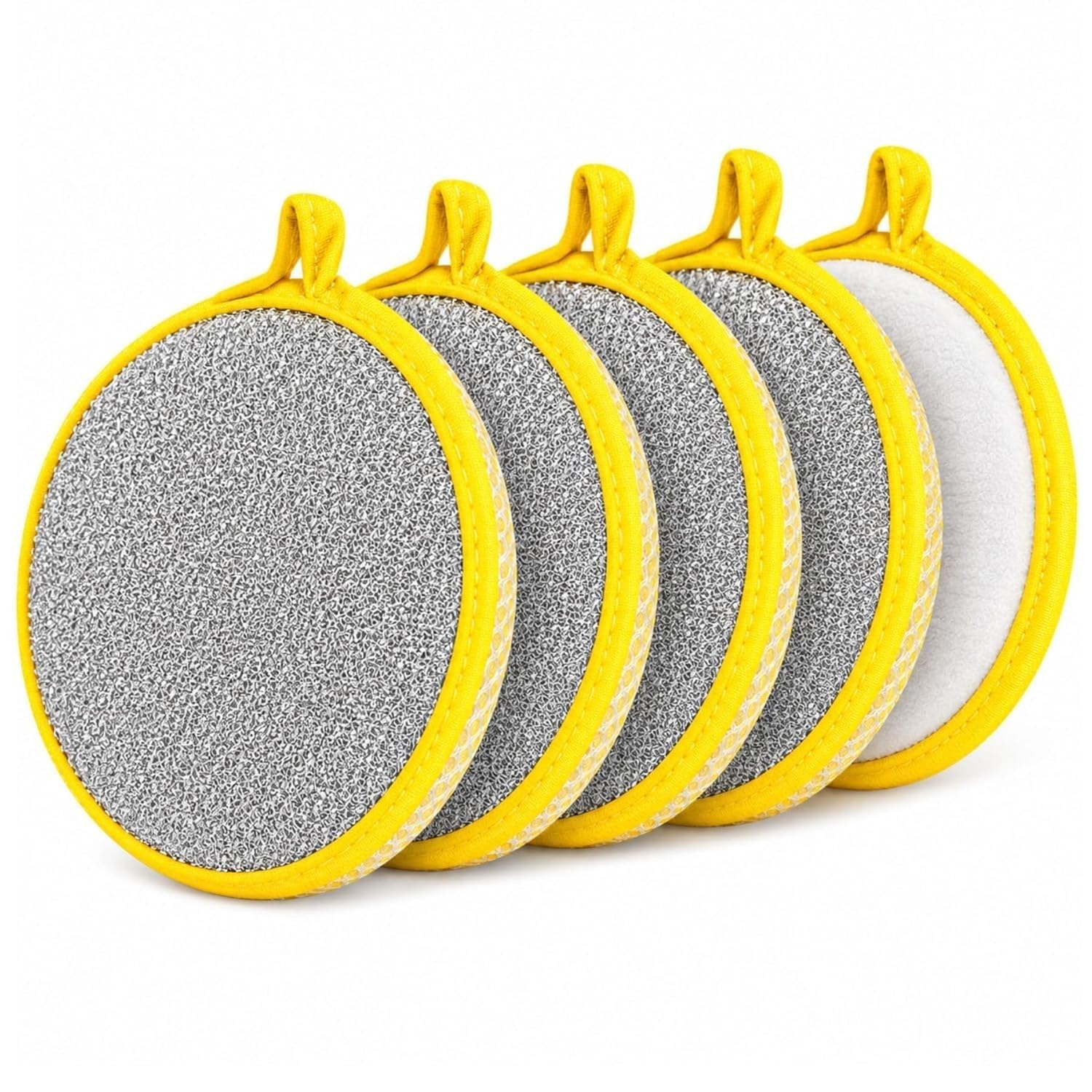 2-in-1 Dishwashing Scrub Pad – Double-Sided Wire Sponge & Soft Dish Cloth | Multipurpose Stainless Steel Scrubber for Utensils, Cookware, Pots & Pans Cleaning - Multicolor Pack - 5-image-11