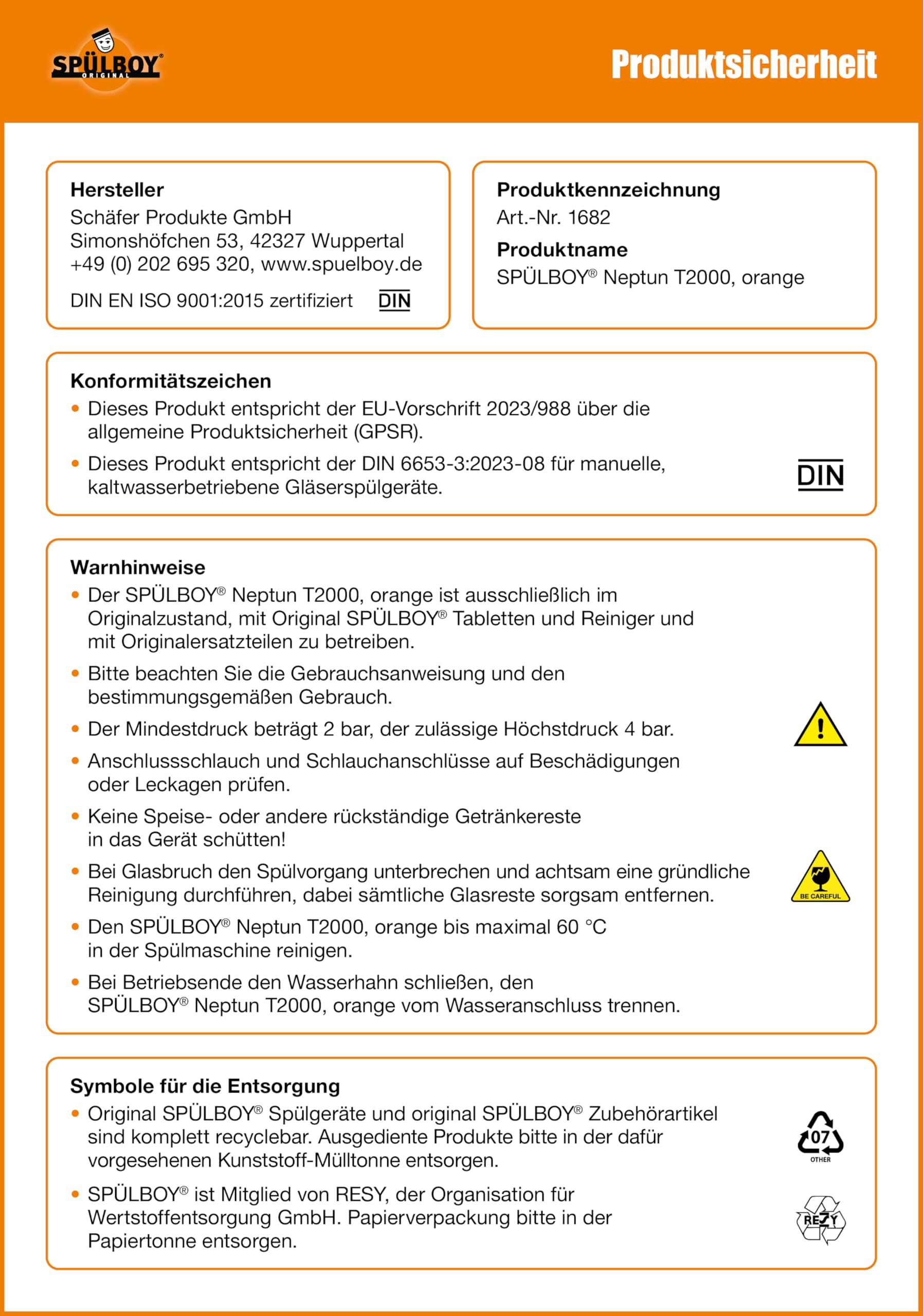 SPÜLBOY® Neptun T2000 Edición especial Naranja