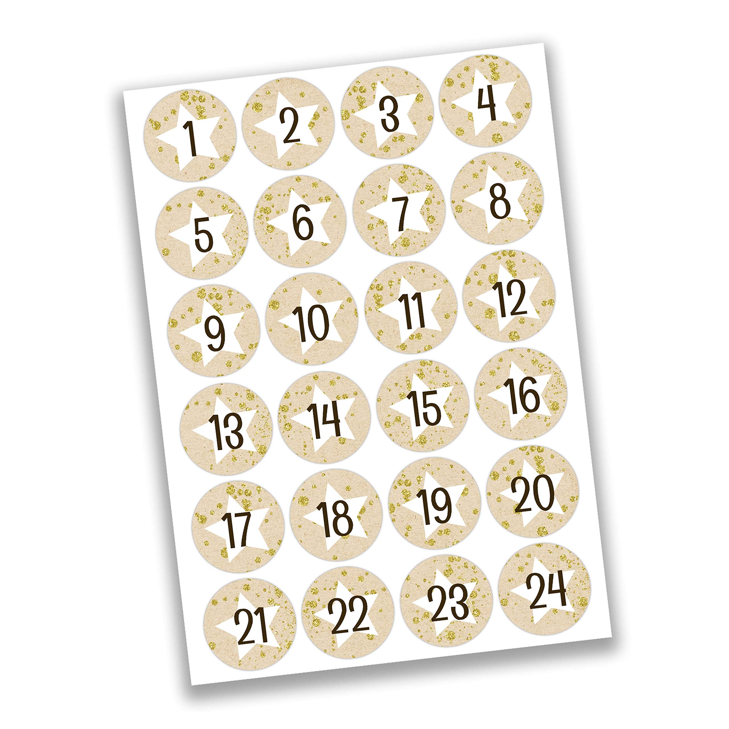 Calendario de Adviento DIY para rellenar - con 24 bolsas de papel marrón y 24 pegatinas rojo-verde - para bricolaje y manualidades - Mini Set Nr 17 - Navidad 2021 para niños — view 2
