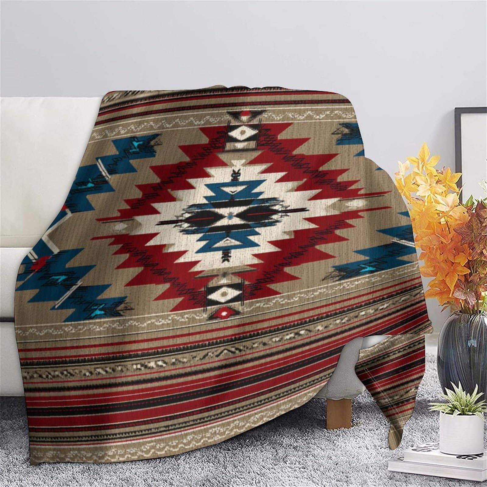 Indianische Muster Wärmedecke Leichte Outdoor-Camping Überwürfe 50x60inch 127x152cm