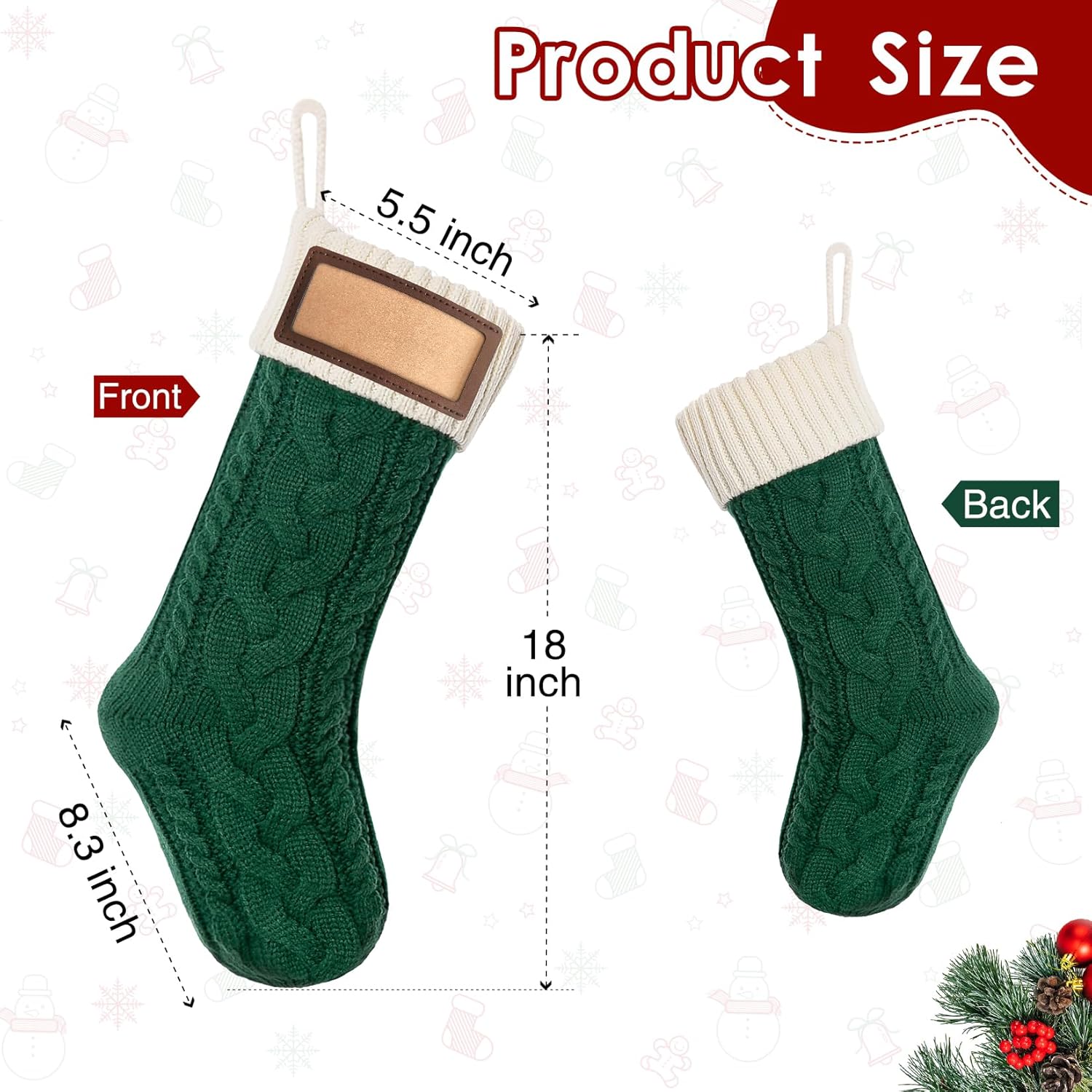 Christmas Stockings 6 Pack, 18 Inches Large Family Xmas Stockings, Hanging Mix Color Knitted Stockings(6 Colorful)