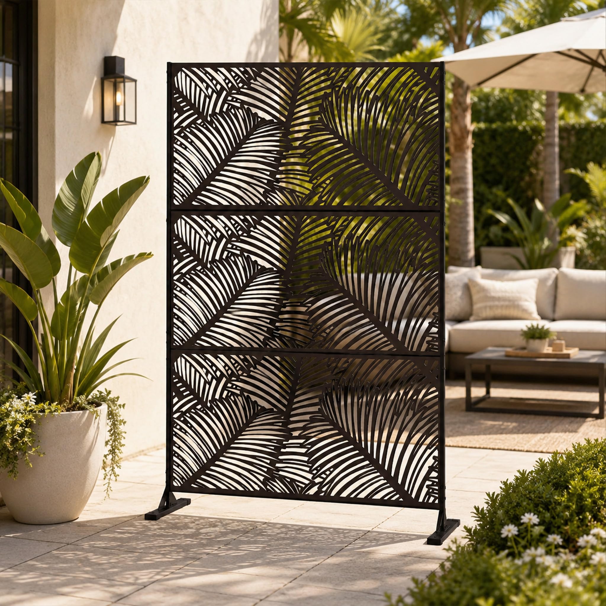 Kozyard Palm Leaf Metal Privacy Screen