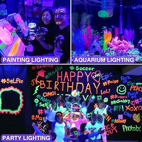 Miniatura 5 de SUNVIE Paquete de 2 focos de Halloween para exteriores, focos de luz negra para exteriores, impermeables, 12 W, luces moradas, luces negras para