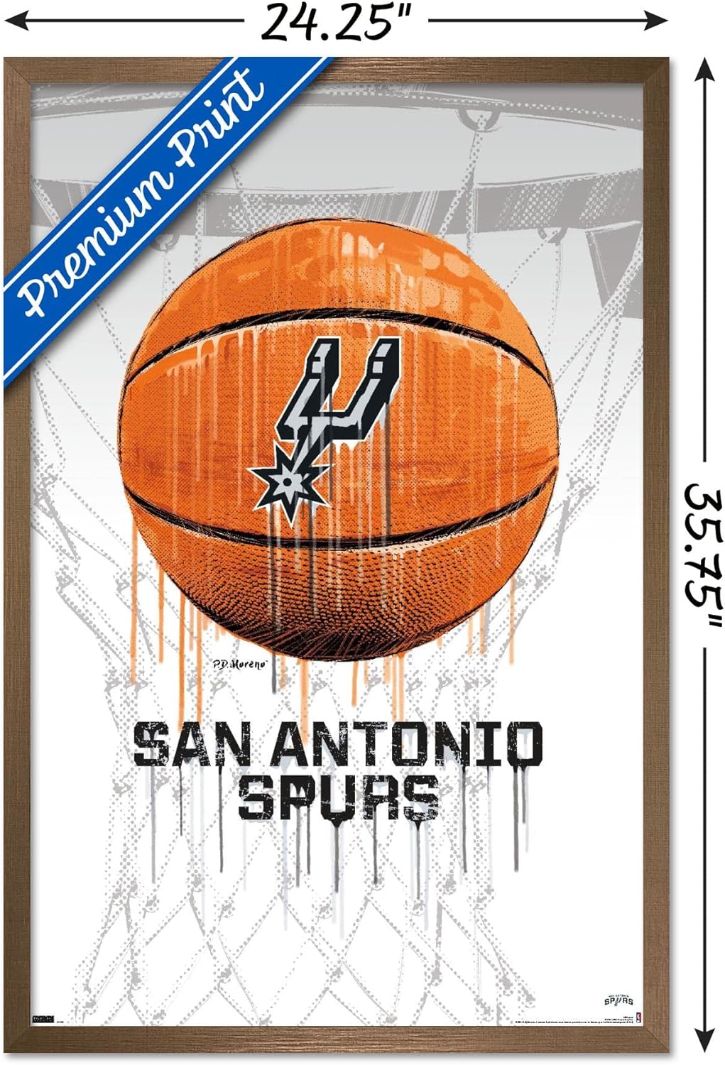 Trends International NBA San Antonio Spurs - Drip Basketball 21 Wall Poster, 22.375" x 34", Bronze Framed Version