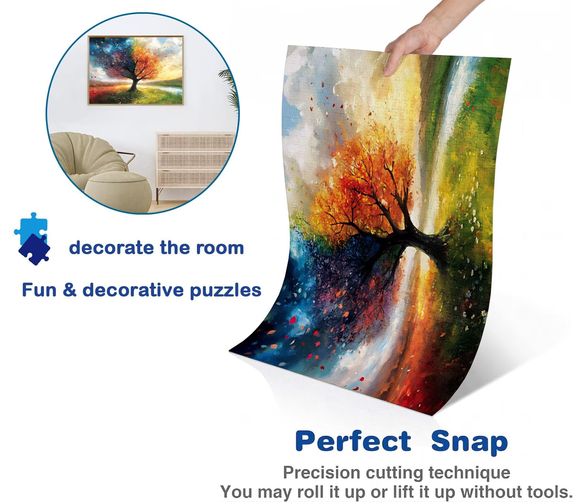 Puzzle 4000 elementów, drewniane puzzle dla dorosłych – Impossible Puzzle 141,5 x 87,5 cm, niffy myślenie i sport myślenia dla kobiet i mężczyzn, gra rodzinna, prezent dla kobiet, cztery pory roku