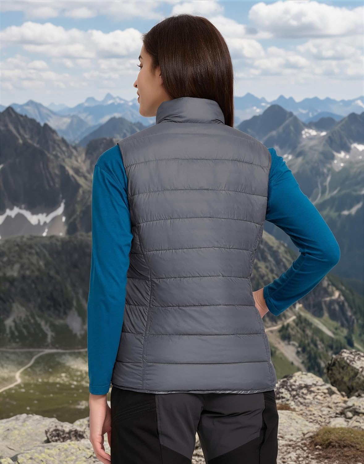 Pioneer Camp Puffer Vest Women Lightweight Packable Sleeveless Bubble Quilted Zip Up Padded Warm Winter Outerwear Puffy Vests - Image 2