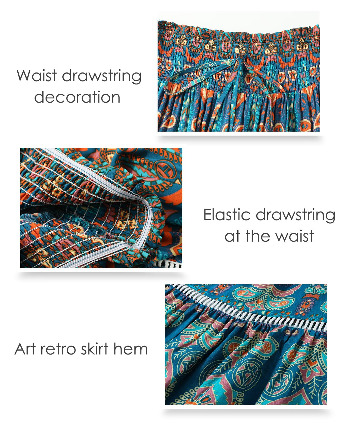 Genfien Damskie spódnice elastyczne spódnice maxi z wysokim stanem dla kobiet 2 w 1 vintage spódnica maxi letnie długie sukienki elegancka spódnica plażowa o linii A