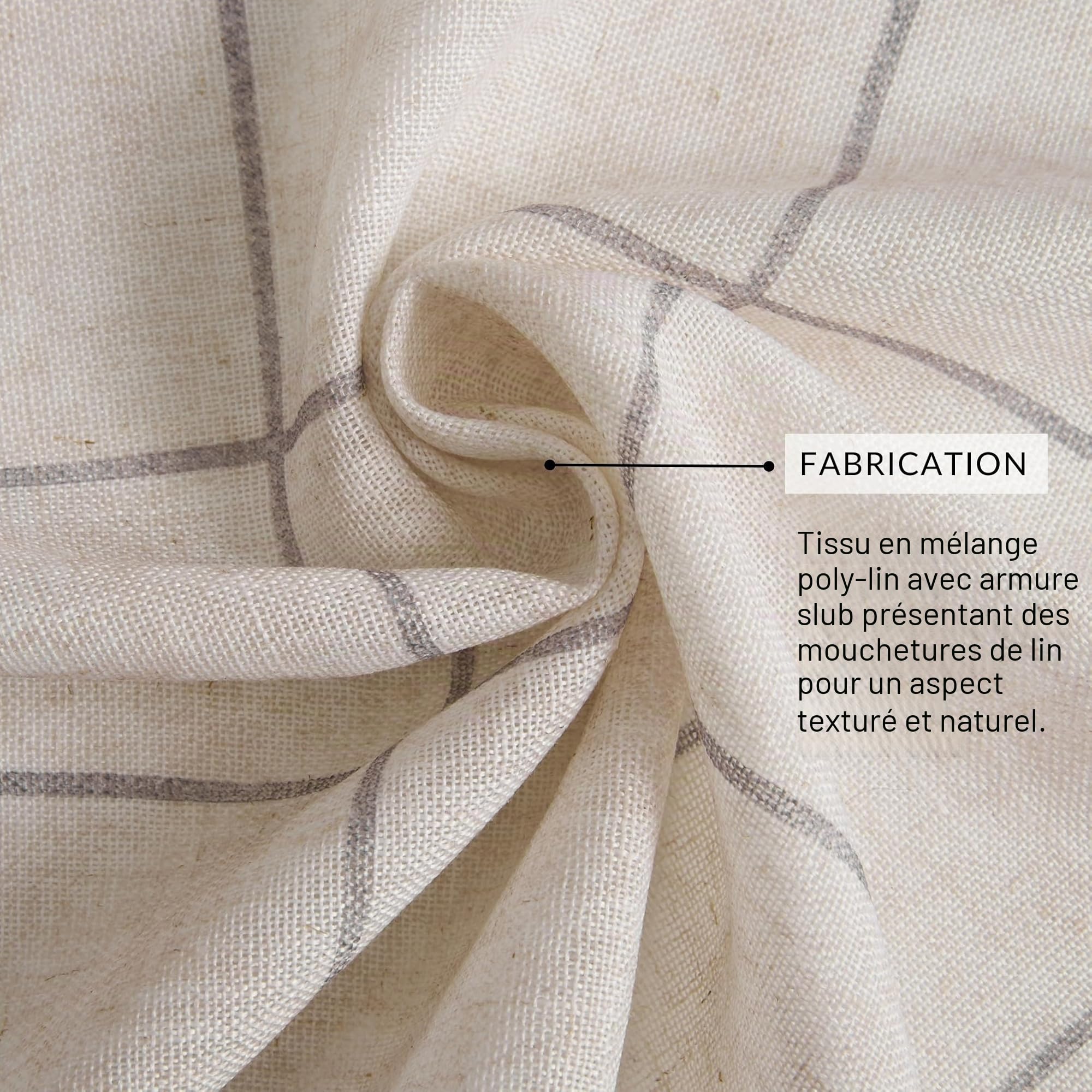 Elrene Home Fashions Rideau de fenêtre occultant à Carreaux pour Salon, Chambre à Coucher, Salle à Manger, Lin, Gris, 132,1 x 241,3 cm (l x L)
