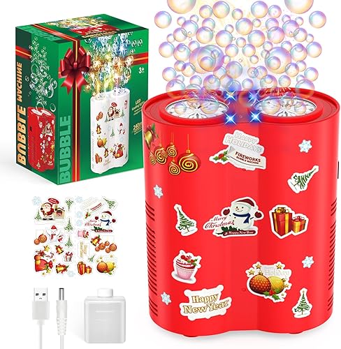 Miniatura 1 de Panamalar Máquina de burbujas de doble salida, soplador automático de burbujas de fuegos artificiales para niños, más de 20000 burbujas por minuto
