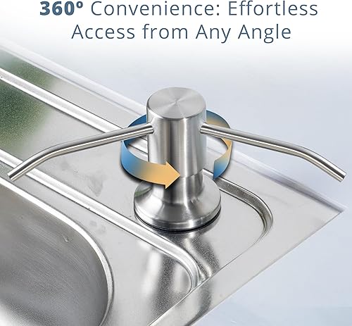 Miniatura 7 de SBEN Juego de dispensador de jabón de cocina integrado (botella recargable grande de 17 onzas incluida), dispensador de jabón de acero inoxidable,