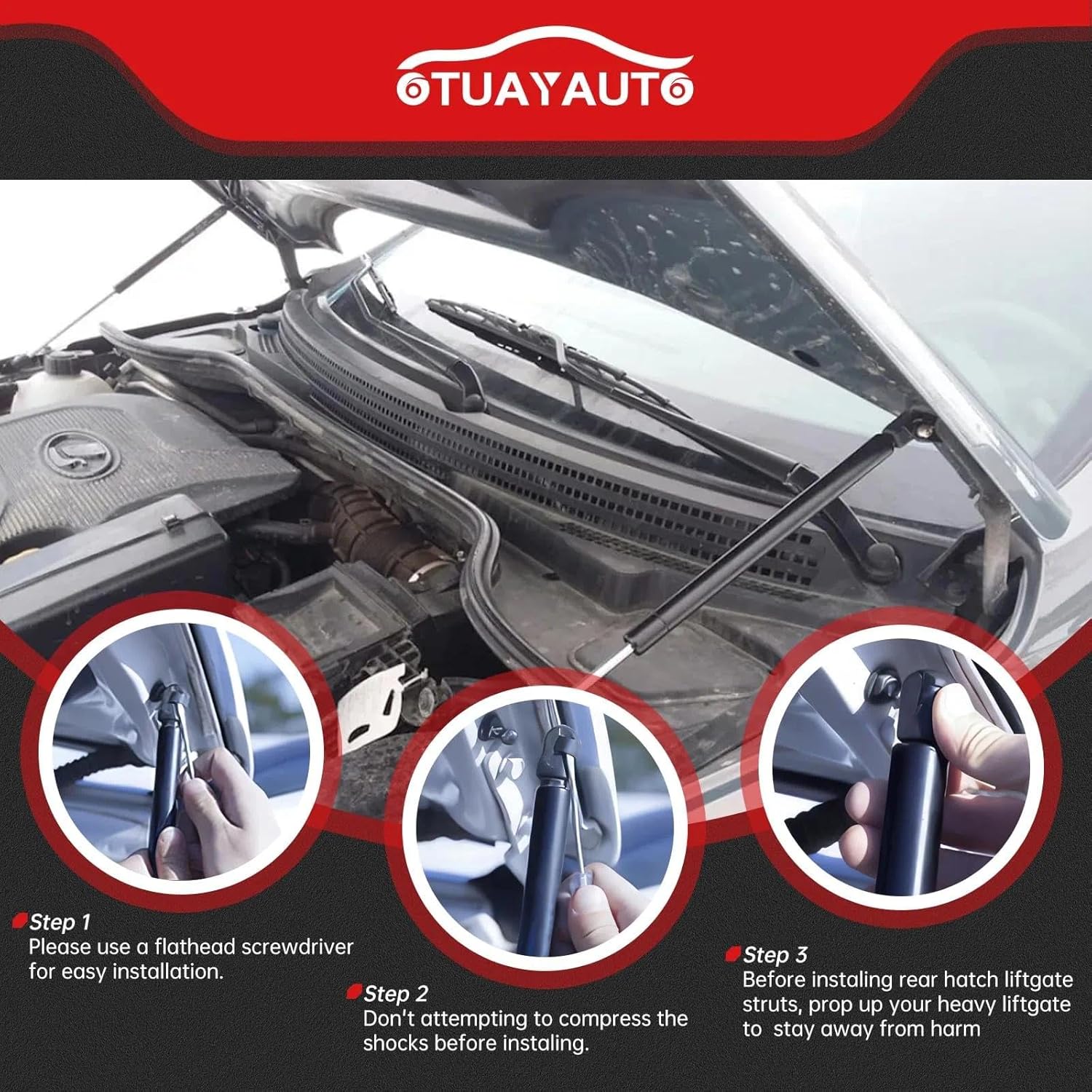 OTUAYAUTO Front Hood Struts Replacement for Acura MDX 2007-2013 Lift Supports Shocks - OEM 6339, PM1109, SG226027 (Pack of 2)