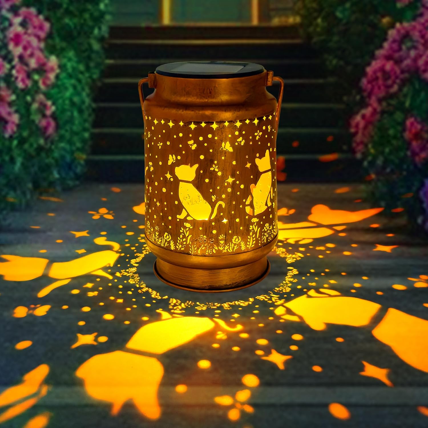 Cat Solar Lanterns Outdoor Waterproof, Cat Gifts for Women Mom Grandma, Hanging Solar Lights for Yard, Patio, Lawn, Pathway, Tabletop, Porch, Garden Decor