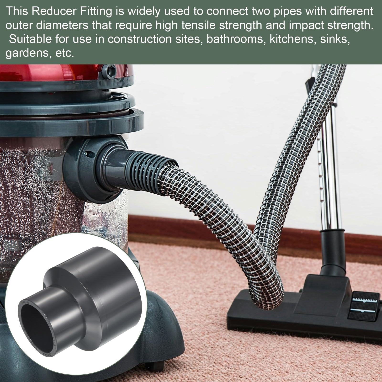 YOKIVE 2 Pcs UPVC Reducer Fitting, Straight Adapter Connector Connect Pipe Socket Schedule 80, Great for Bathroom Kitchen - Image 3