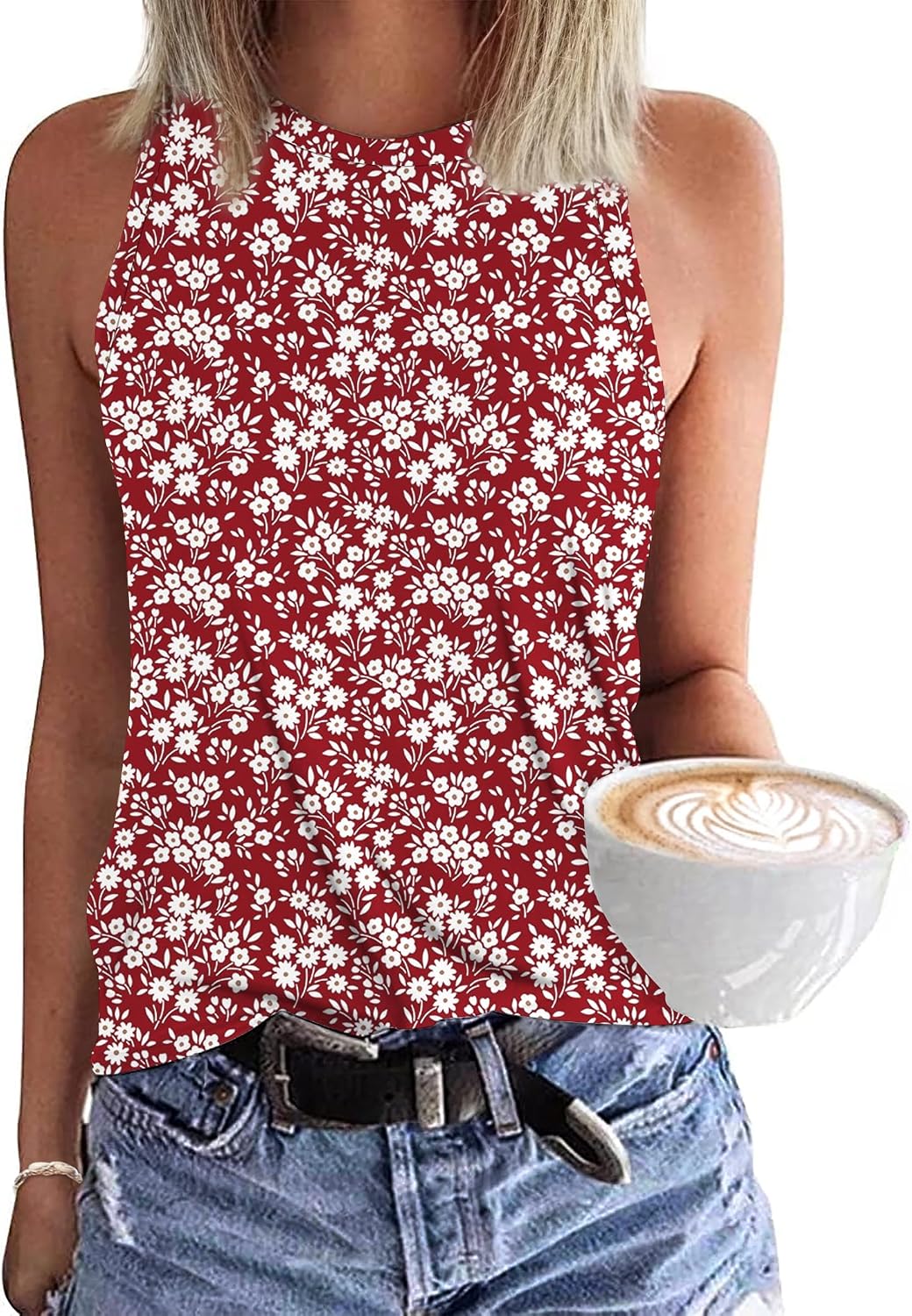 WNEEDU Womens Summer Tank Tops Sleeveless Crewneck Loose Fit Basic Cami 2026 New Casual Shirt