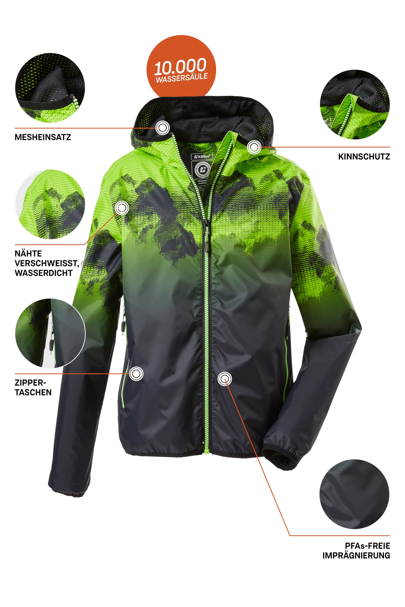 Killtec Jungen Lyse Bys Jckt B Funktionsjacke/Regenjacke mit Kapuze, packbar