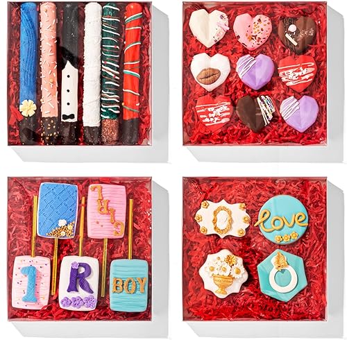 Miniatura 4 de RomanticBaking Paquete de 50 cajas de galletas transparentes de 8 x 8 x 1 14 pulgadas para regalo de chocolate cubiertas de pretzel, cajas de bombas