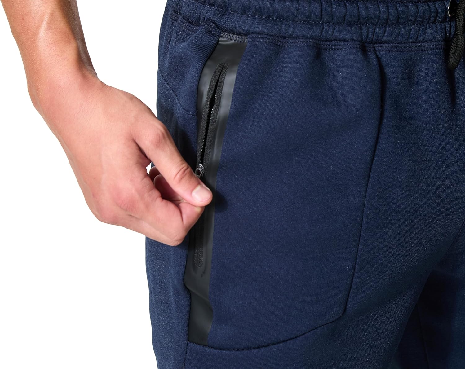 Mens Fleece Athletic Jogger Workout Open Bottom Sweatpants with Zipper Pockets and Drawstring - Image 8