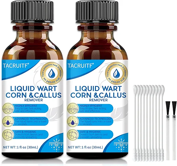 Tacruitf 2 Packs Fast-Acting Salicylic Remover: Strongest Wart Corn Removers for Feet, Body and Neck.Exclusive Formula 17% Salicylic for Plantar、Flat、Common Wart, Corn. for Men and Women - 2 * 30ML