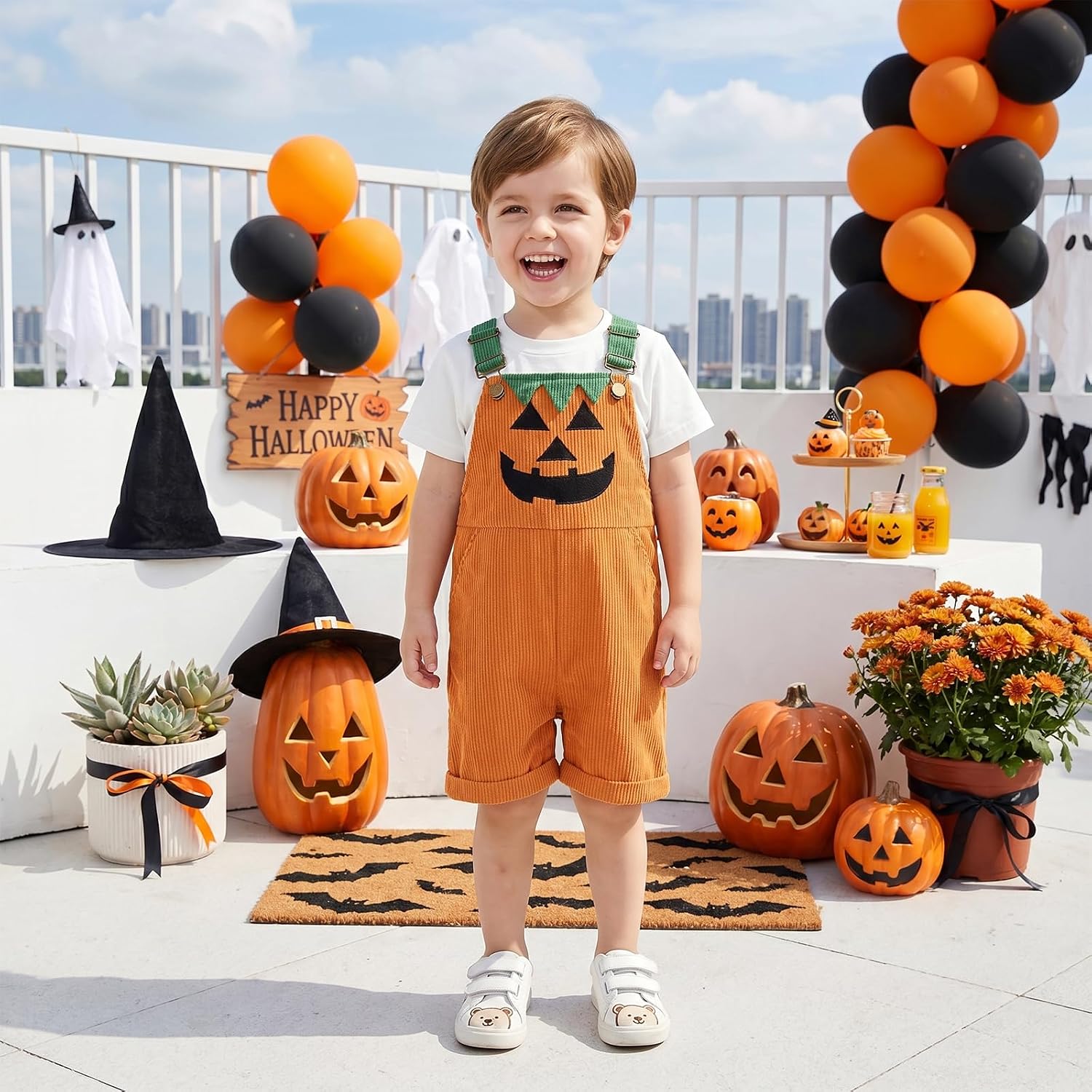 Socutebabe Toddler Baby Girl Boy Thanksgiving Outfit Turkey Overalls Pants | Toddler Thanksgiving Outfit Infant Turkey Jumpsuit Thanksgiving Overalls Pants Cute Ribbed Romper Baby Little Turkey Clothes