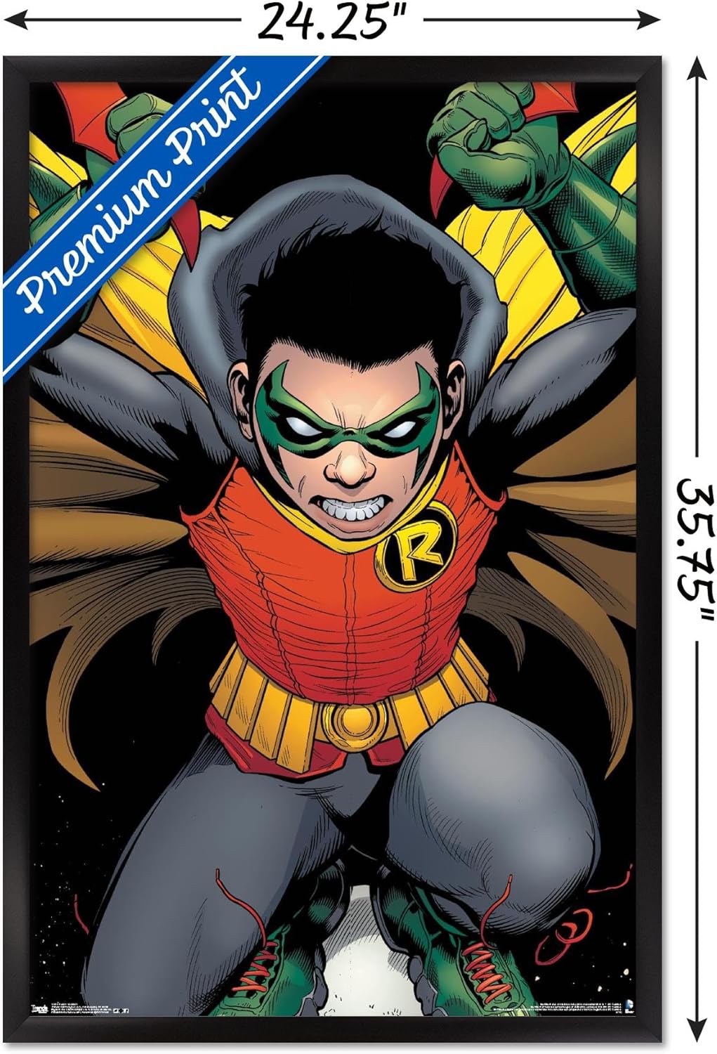 Trends International DC Comics - Robin - Damian Wayne Wall Poster, 22.375" x 34", Black Framed Version