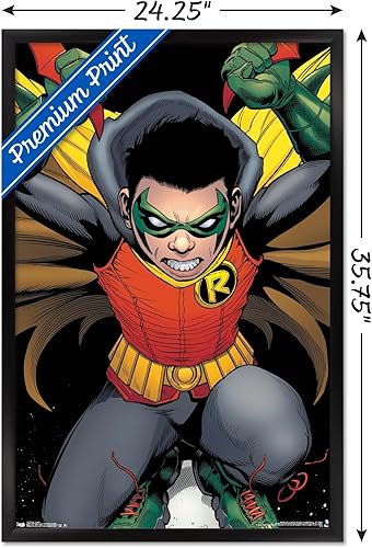 Miniatura 3 de Trends International DC Comics - Póster de pared de Robin - Damian Wayne, 22.375 x 34 pulgadas, versión enmarcada en negro