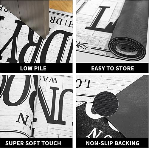 Miniatura 3 de Alfombra de goma antideslizante para lavandería, 20 x 47 pulgadas, alfombra de lavandería lavable para cocina, lavandería, decoración de granja,