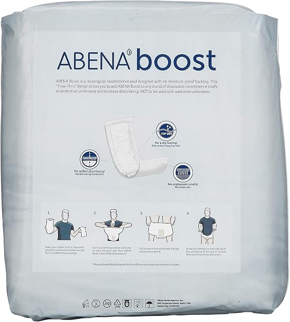 Abena BOOST Fluff Incontinence Pads - No Barrier/Flow-Through, (Sizes Normal To Extra Large) Extra Large, 20 Count | Polymer