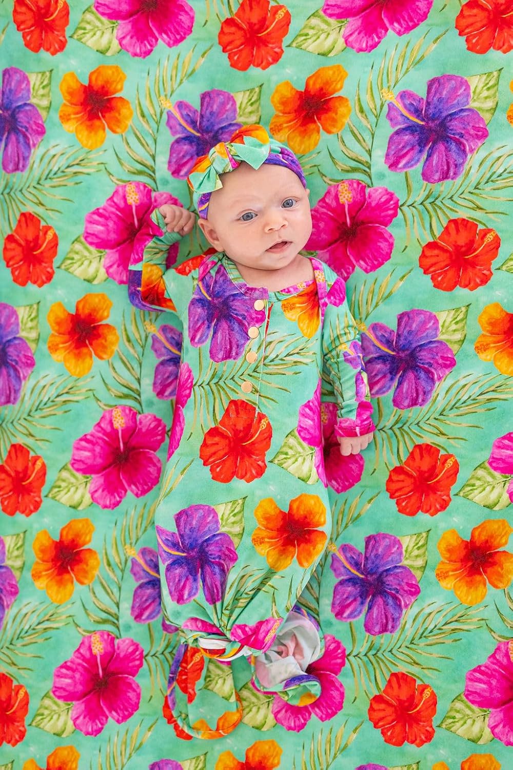 Hibiscus Fitted Crib Sheet, Made from Viscose from Bamboo and Spandex Material, Fits Standard Crib and Toddler Mattresses, by Florida Kid Co.