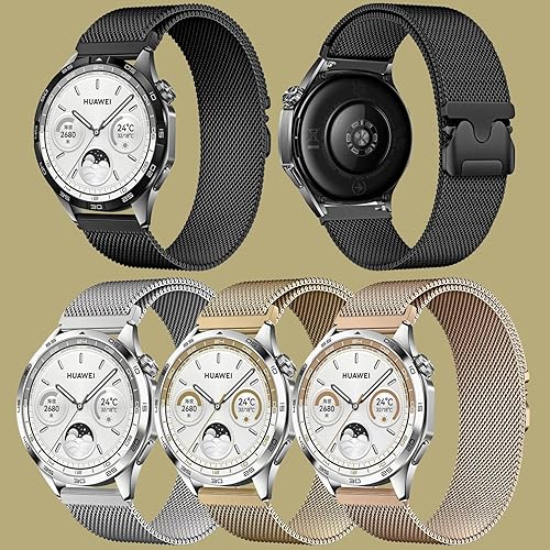 Miniatura 19 de 20mm Watch Band for Garmin Forerunner 55 165/ Amazfit Active 2, Quick-Release & Durable Smooth Metal & Adjustable Fit, Unisex plateado,Negro