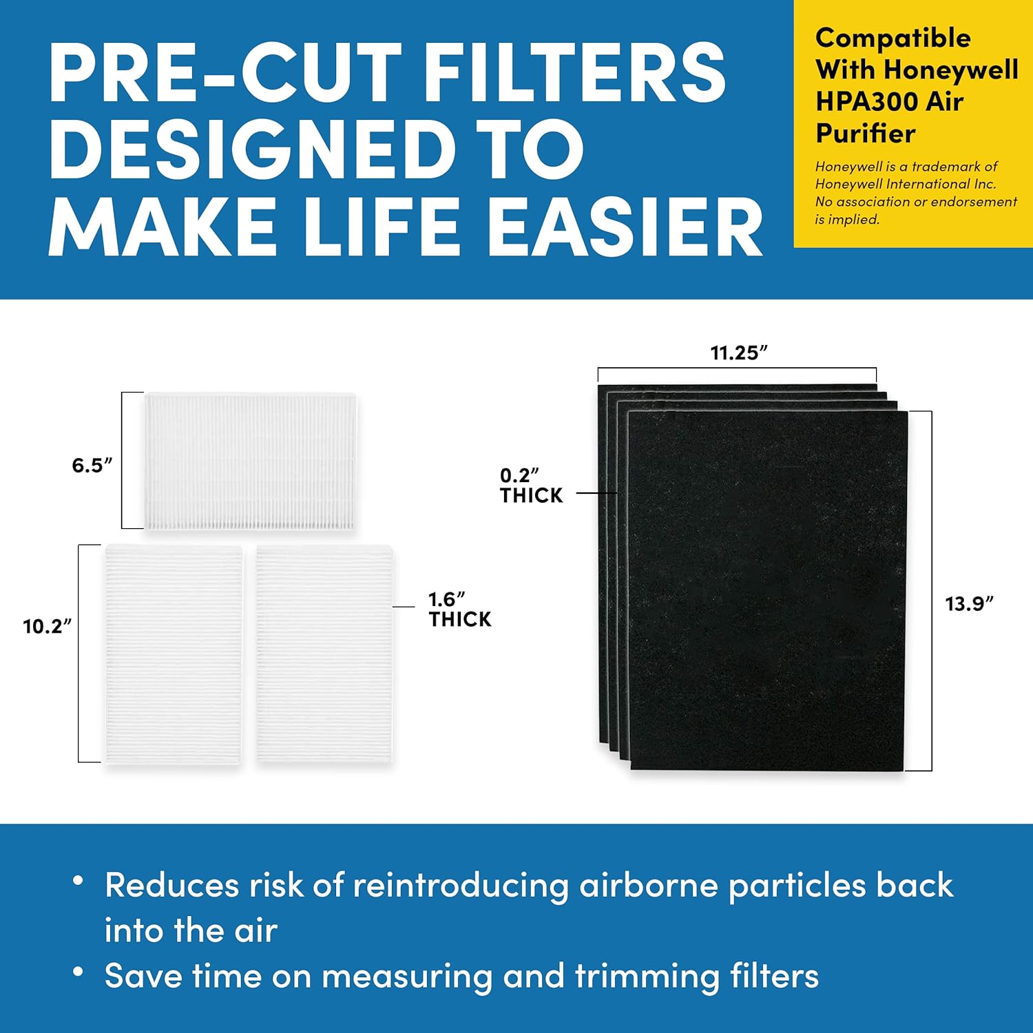 VEVA HPA300 HEPA Filter Replacement Compatible with Honeywell Air Purifier - 3 Pack of HEPA Filters w/ 4 Precut Activated Carbon Pre-Filters & Replacement Filter R - Image 9