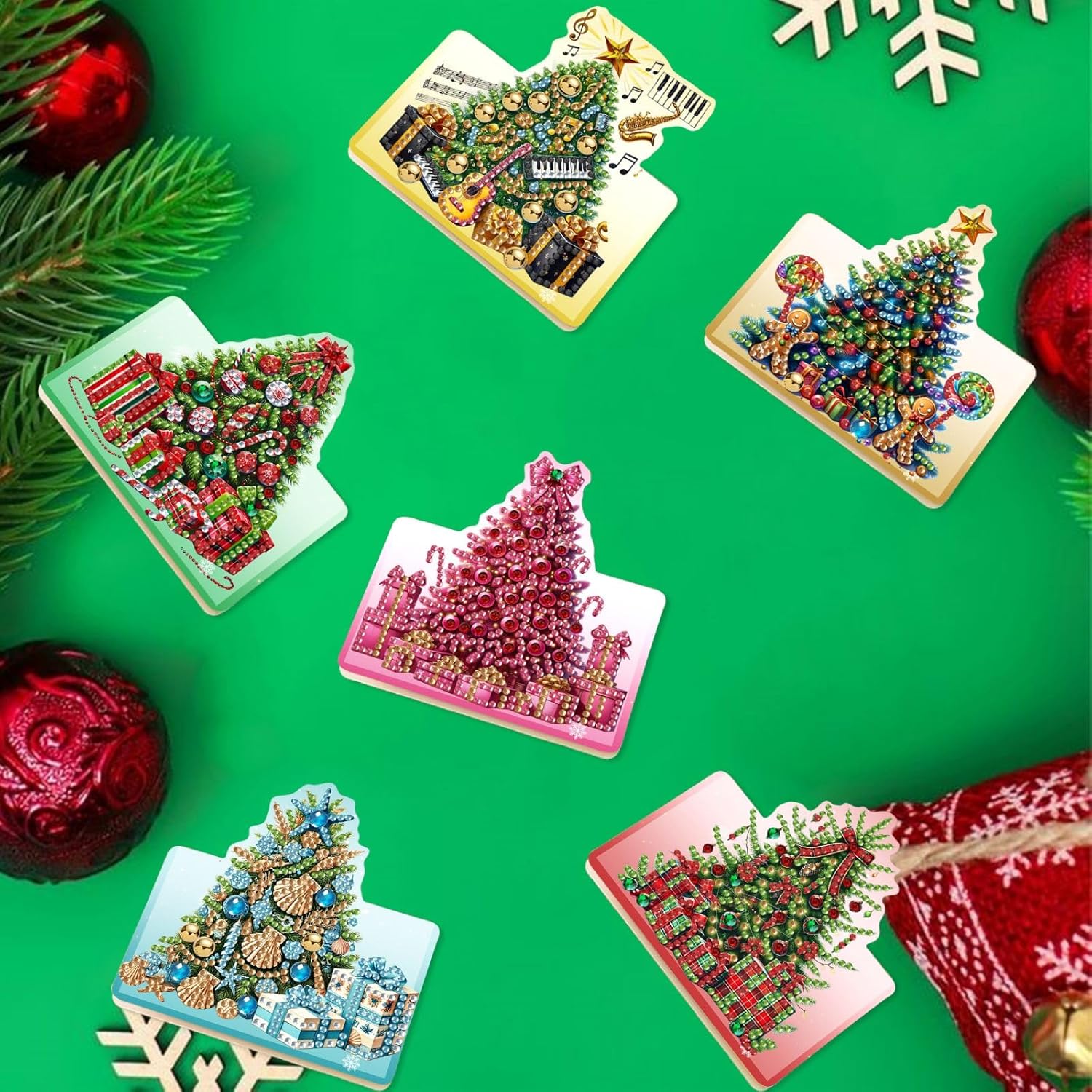 12Pcs Greeting Card DIY Diamond Art Painting Greeting Cards Blessing 3D Folding Card Kit with White Envelopes Diamond Arts Crafts for Christmas Festival Gift-02