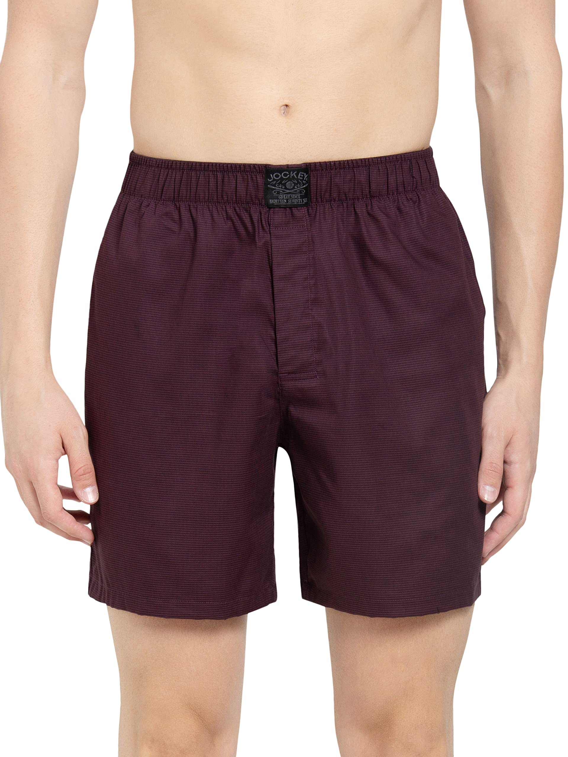 Jockey HG18 Men's Tencel Lyocell Cotton Checkered Boxer Shorts with Side Pocket